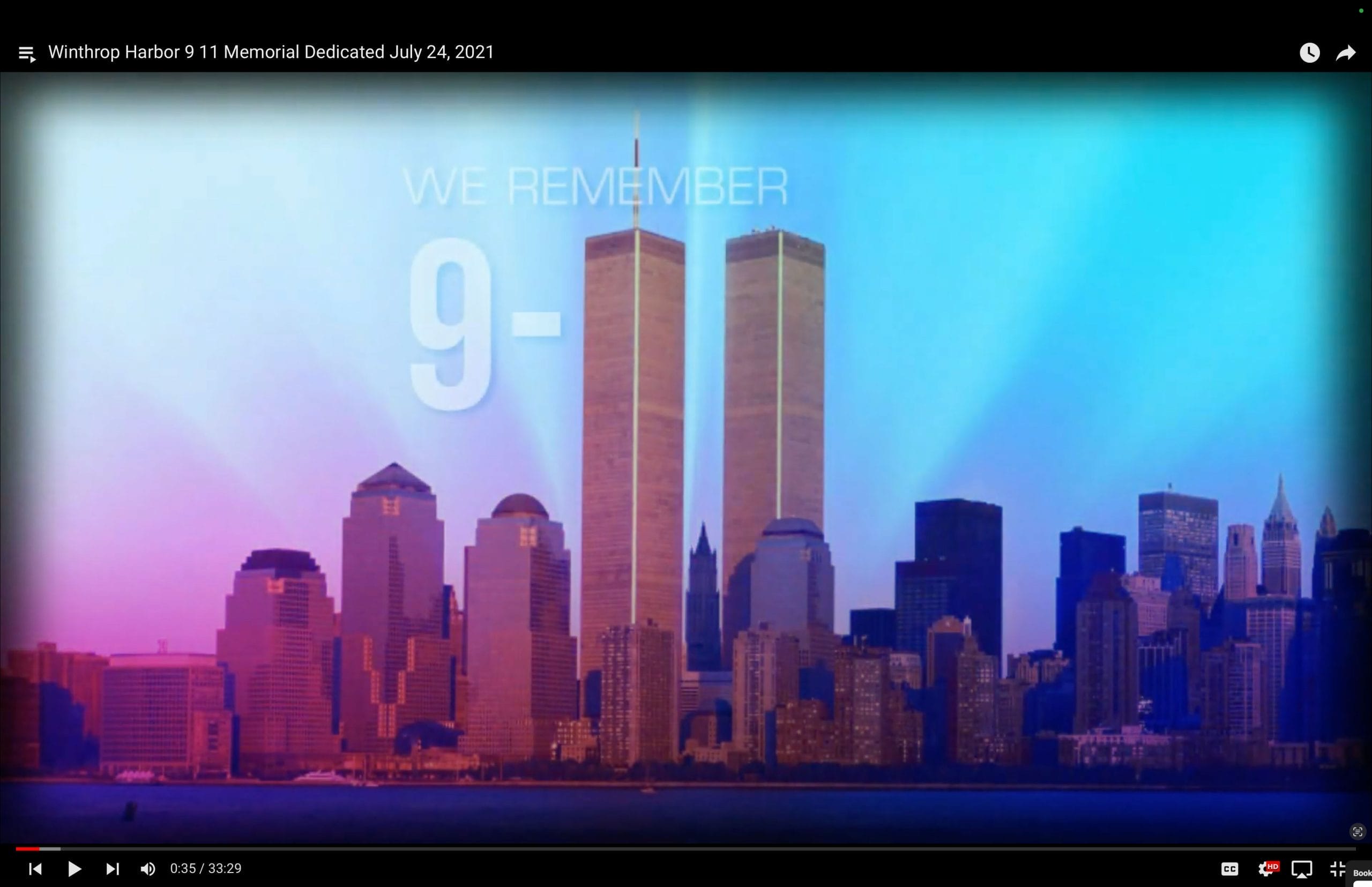 Winthrop Harbor 9/11 Memorial with a piece of the World Trade Center slurry wall, part of Project 911up.